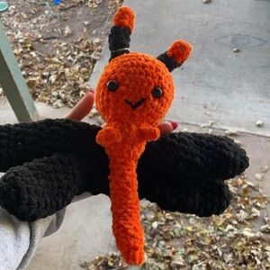 Handmade Orange and Black Crochet Butterfly Plush